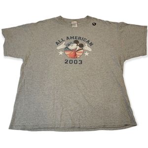 Disney Store Vintage Graphic Tee Mickey Mouse All American 2003 Size XL Deadstoc